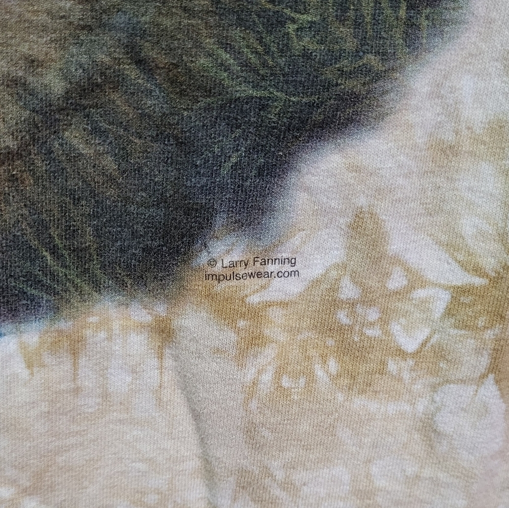Larry Fanning Men's Yellow/Tan Tie Dye Wolf Graphic Short Sleeve Tee Size Large - Picture 5 of 7
